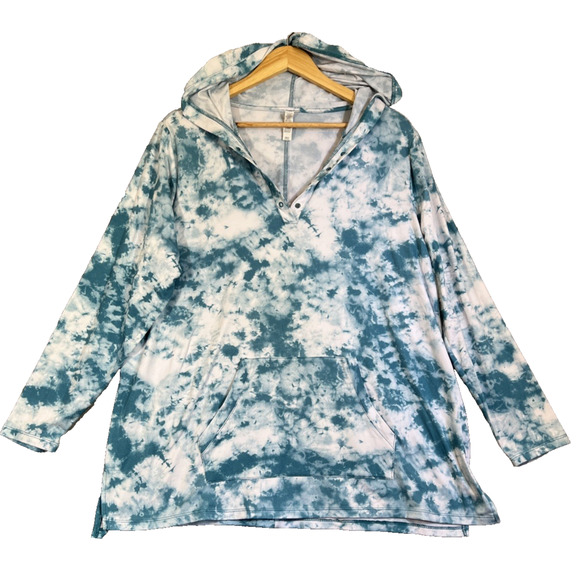 RBX Active Hoodie Womens XL Teal Tie Dye Lightweight Stretch Performance Pockets - Picture 1 of 10